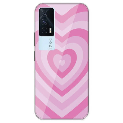 Pink Hearts - Printed Silicone Case For IQOO 7