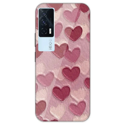 Pastel Hearts - Printed Silicone Case For IQOO 7