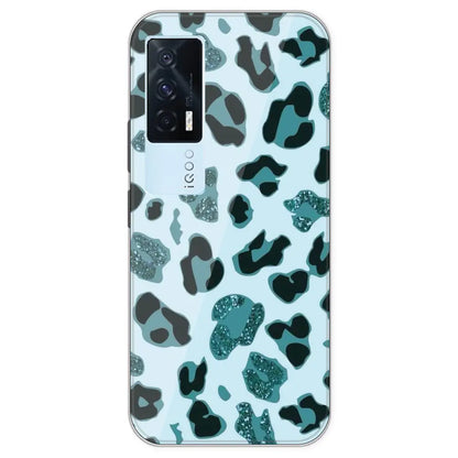 Blue Leopard Glitter Print - Printed Silicone Case For IQOO 7