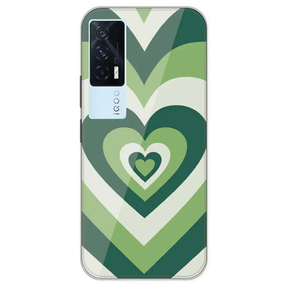 Dark Green Hearts - Printed Silicone Case For IQOO 7