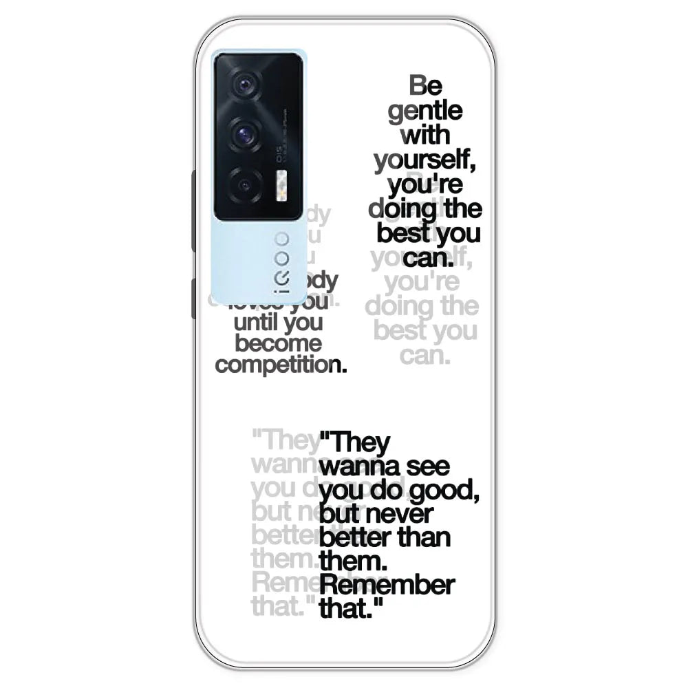 Motivational Quotes - Clear Printed Silicone Case For IQOO 7