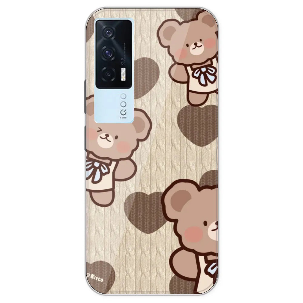 Teddy Heart - Printed Silicone Case For IQOO 7