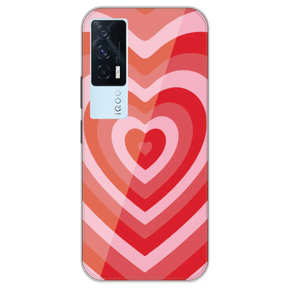 Red Hearts - Printed Silicone Case For IQOO 7