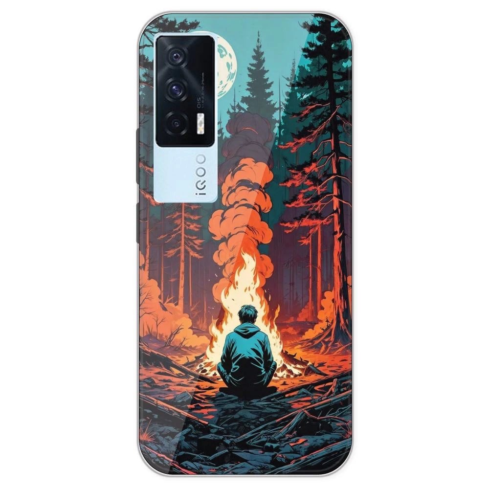 Boy With Camp Fire - Printed Silicone Case For IQOO 7