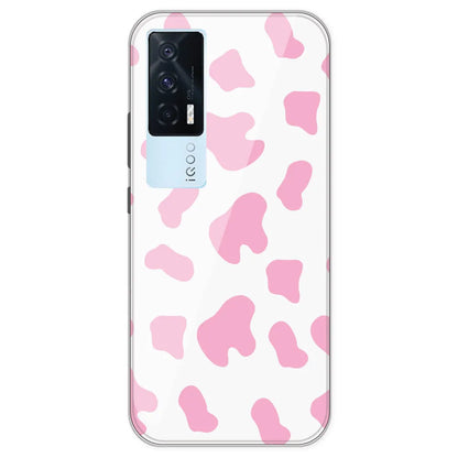 Pink Cow Print - Clear Printed Silicone Case For IQOO 7