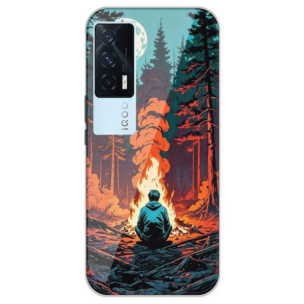 Boy With Camp Fire - Printed Silicone Case For IQOO 7