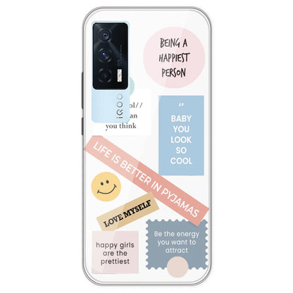 Be Happy - Clear Printed Silicone Case For IQOO 7