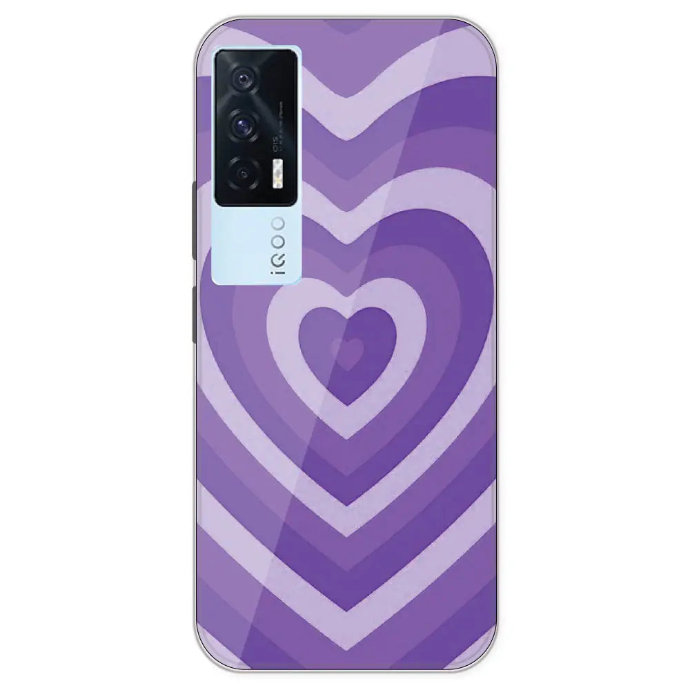Purple Hearts - Printed Silicone Case For IQOO 7