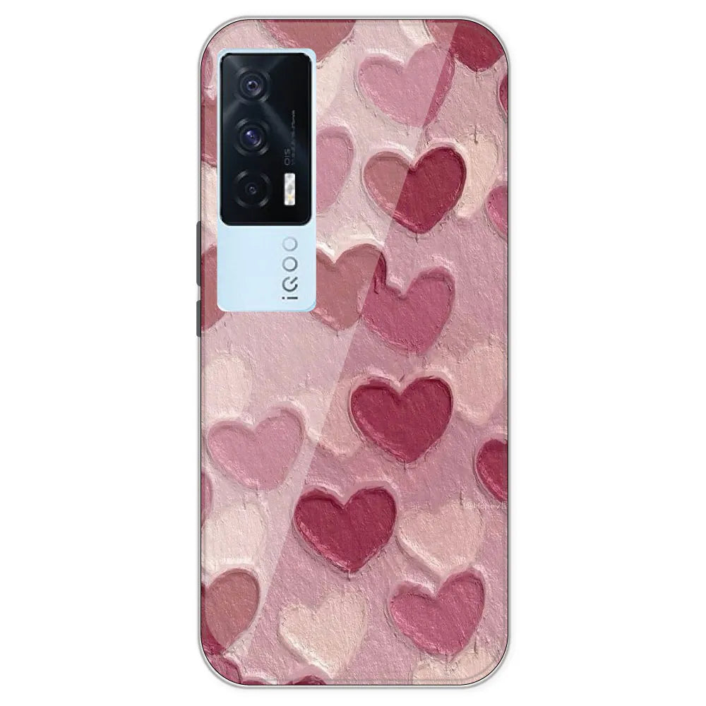 Pastel Hearts - Printed Silicone Case For IQOO 7