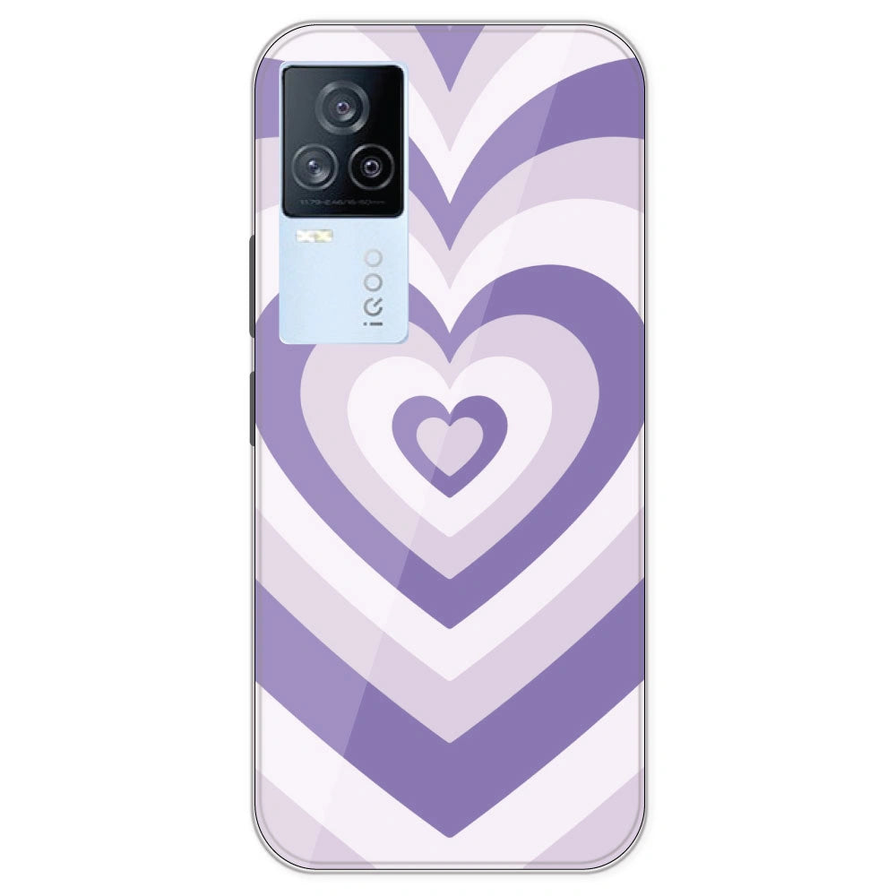 Dark Purple Hearts - Printed Silicone Case For IQOO 7 Legend