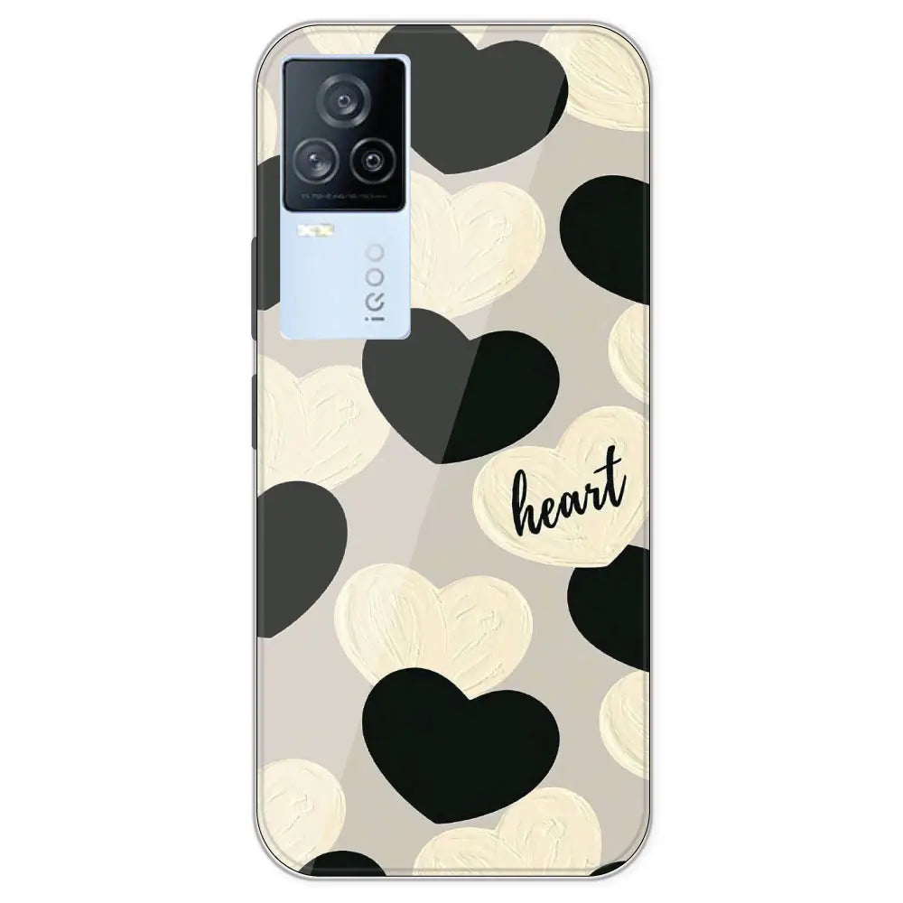 Black And White Heart - Printed Silicone Case For IQOO 7 Legend