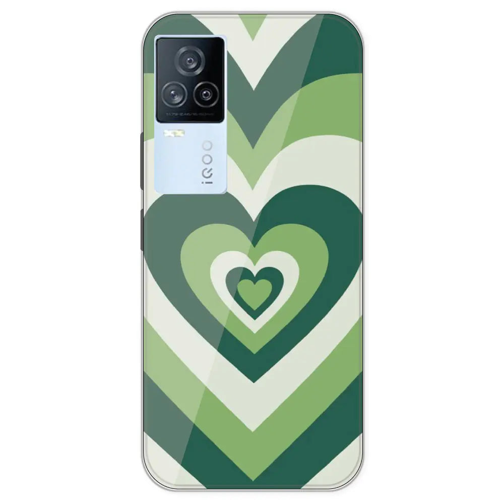 Dark Green Hearts - Printed Silicone Case For IQOO 7 Legend