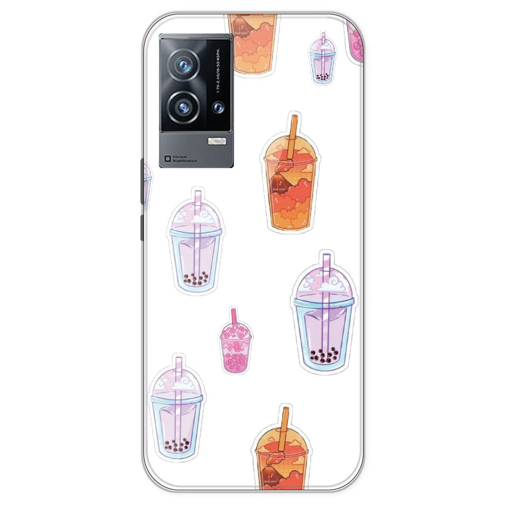 Bubble Tea - Clear Printed Silicone Case For IQOO 9