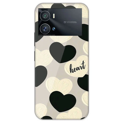 Black And White Heart - Printed Silicone Case For IQOO 9 Pro