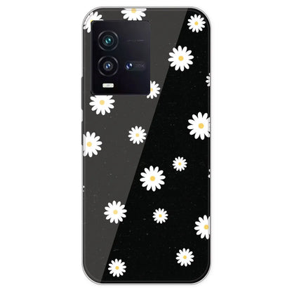 White And Black Flower - Printed Silicone Case For IQOO 9SE