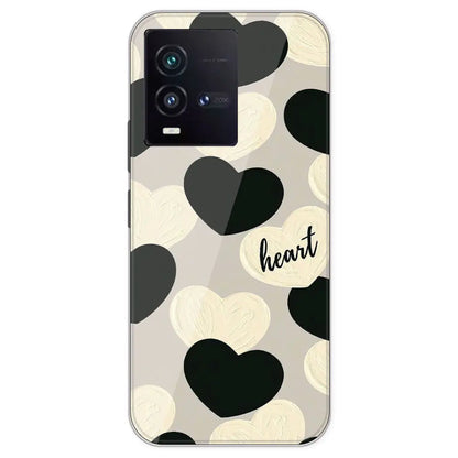 Black And White Heart - Printed Silicone Case For IQOO 9SE