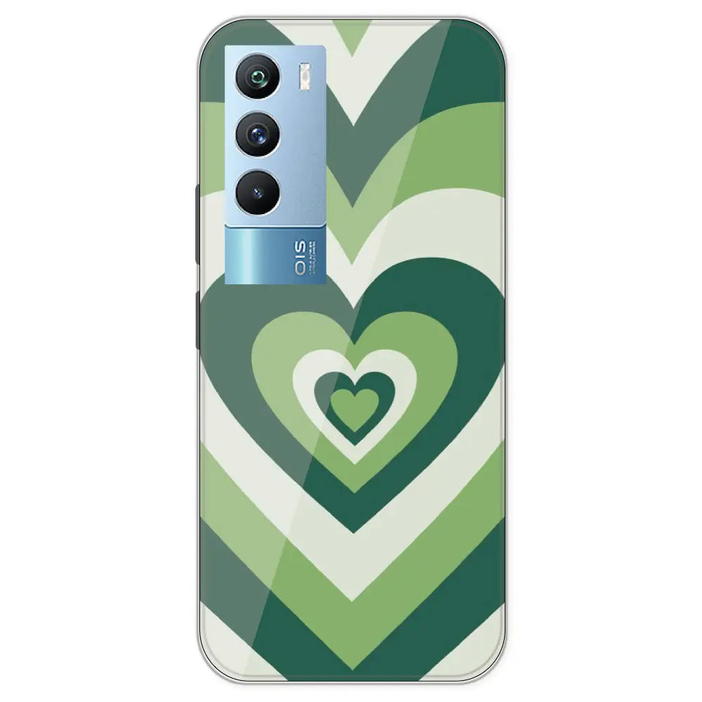 Dark Green Hearts - Printed Silicone Case For IQOO 9T