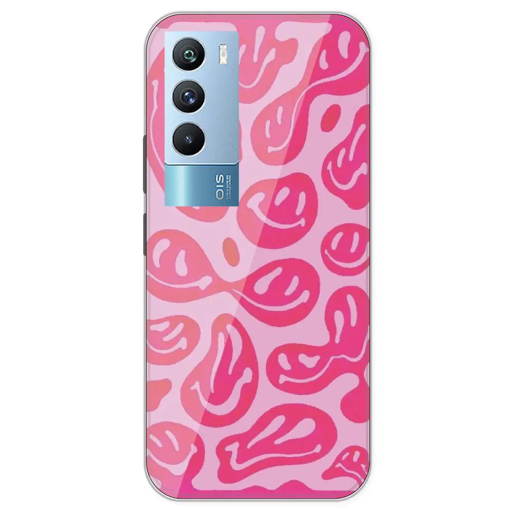 Pink Smilies - Printed Silicone Case For IQOO 9T