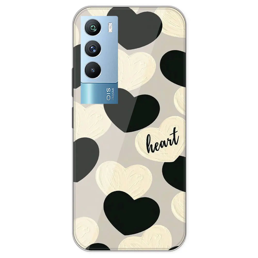 Black And White Heart - Printed Silicone Case For IQOO 9T