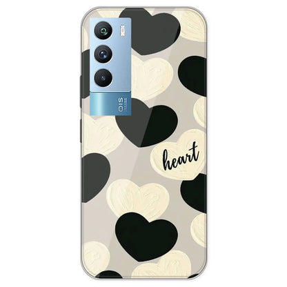 Black And White Heart - Printed Silicone Case For IQOO 9T