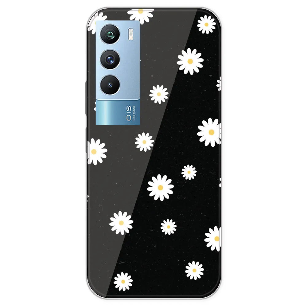 White And Black Flower - Printed Silicone Case For IQOO 9T
