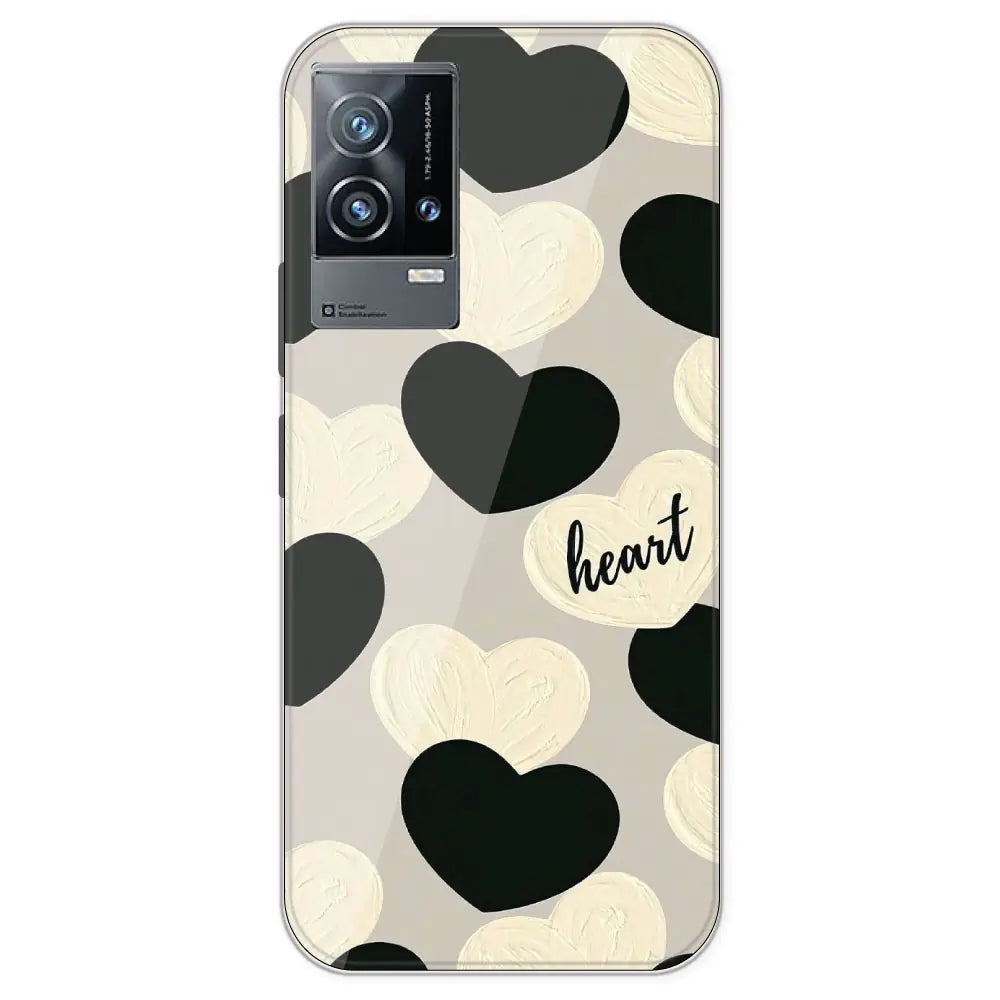Black And White Heart - Printed Silicone Case For IQOO 9