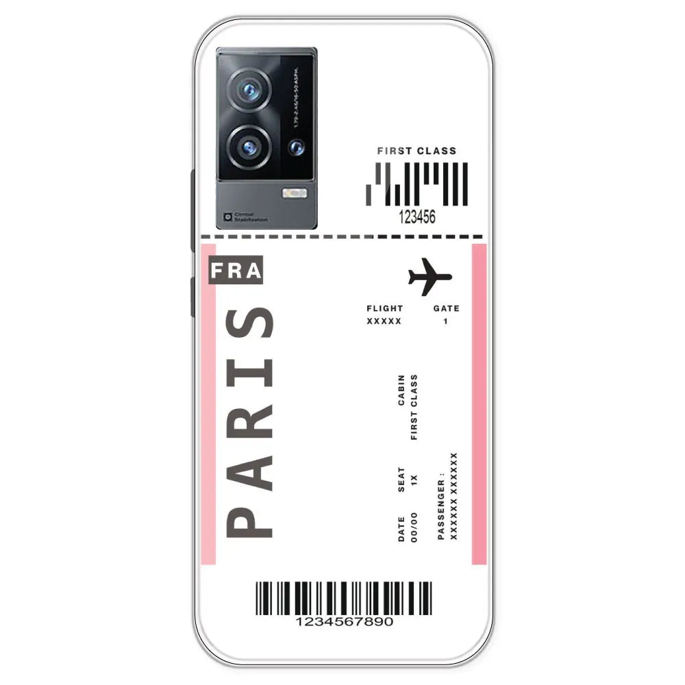 Paris Ticket - Clear Printed Silicone Case For IQOO 9