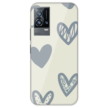 Light Blue Hearts - Printed Silicone Case For IQOO 9
