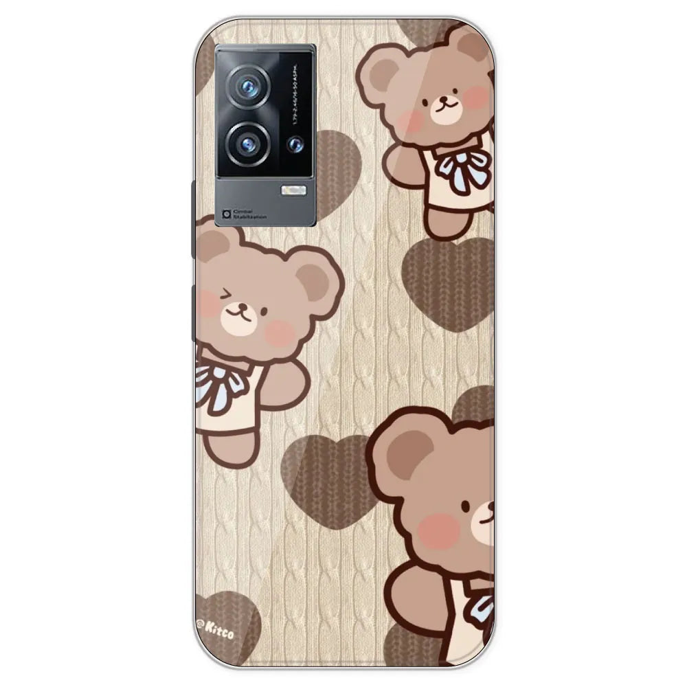 Teddy Heart - Printed Silicone Case For IQOO 9