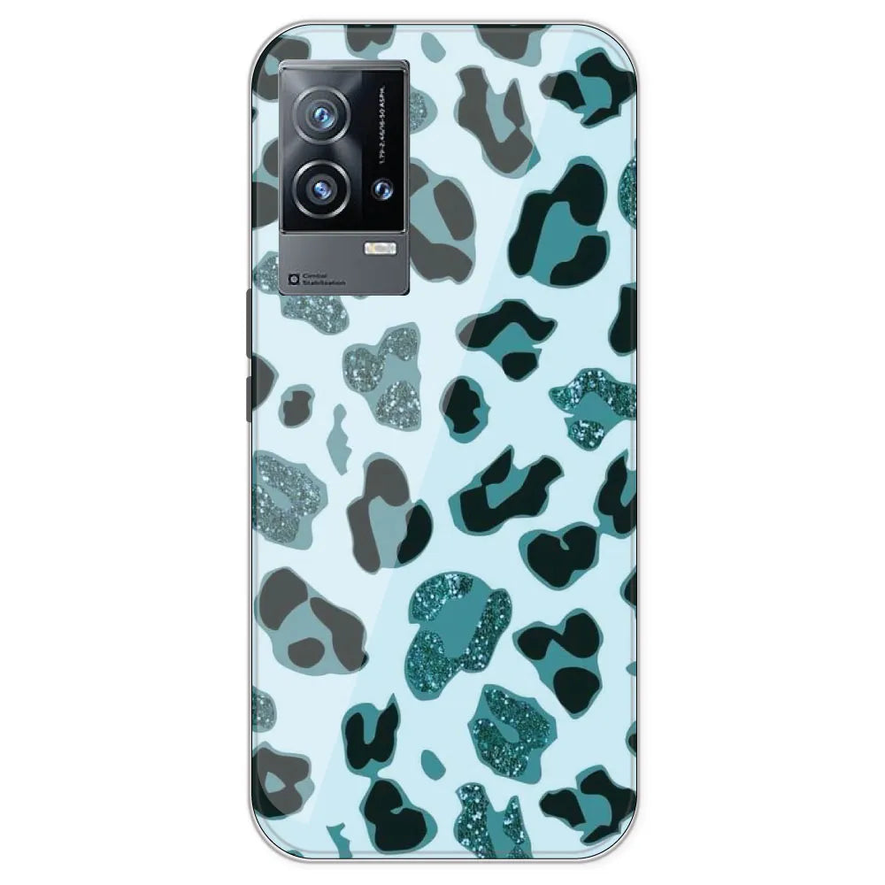 Blue Leopard Glitter Print - Printed Silicone Case For IQOO 9