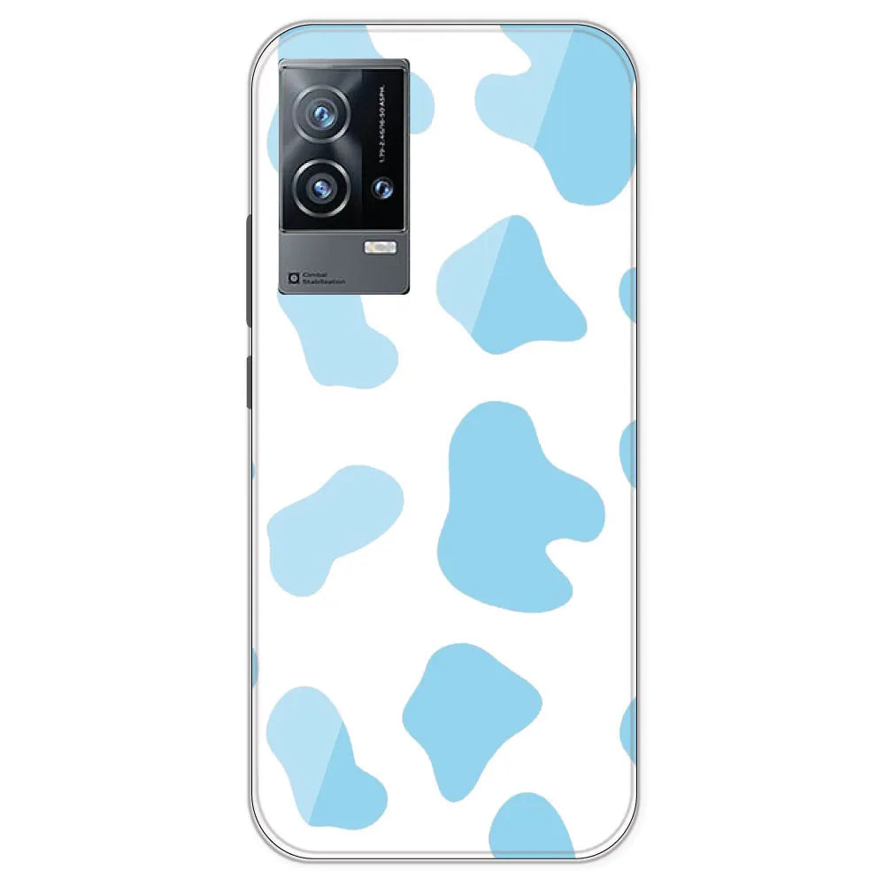 Blue Cow Print - Clear Printed Silicone Case For IQOO 9