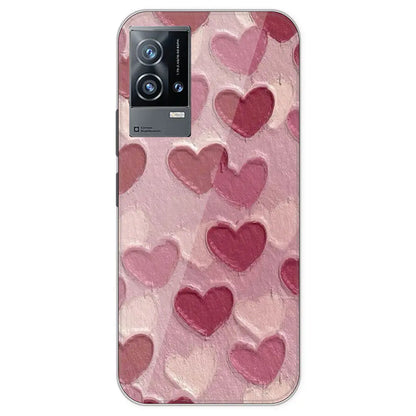 Pastel Hearts - Printed Silicone Case For IQOO 9