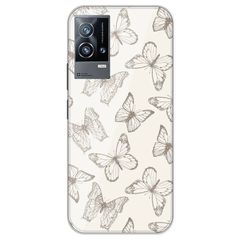 White Butterflies - Printed Silicone Case For IQOO 9