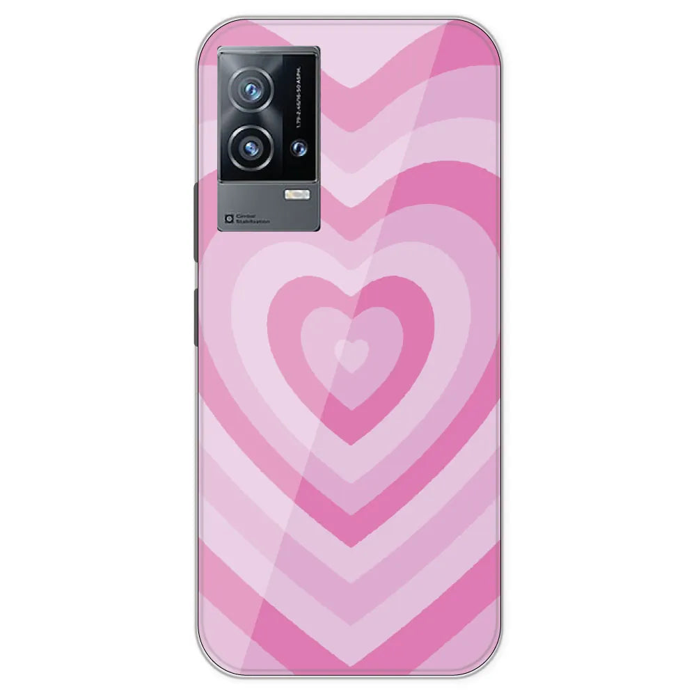 Pink Hearts - Printed Silicone Case For IQOO 9