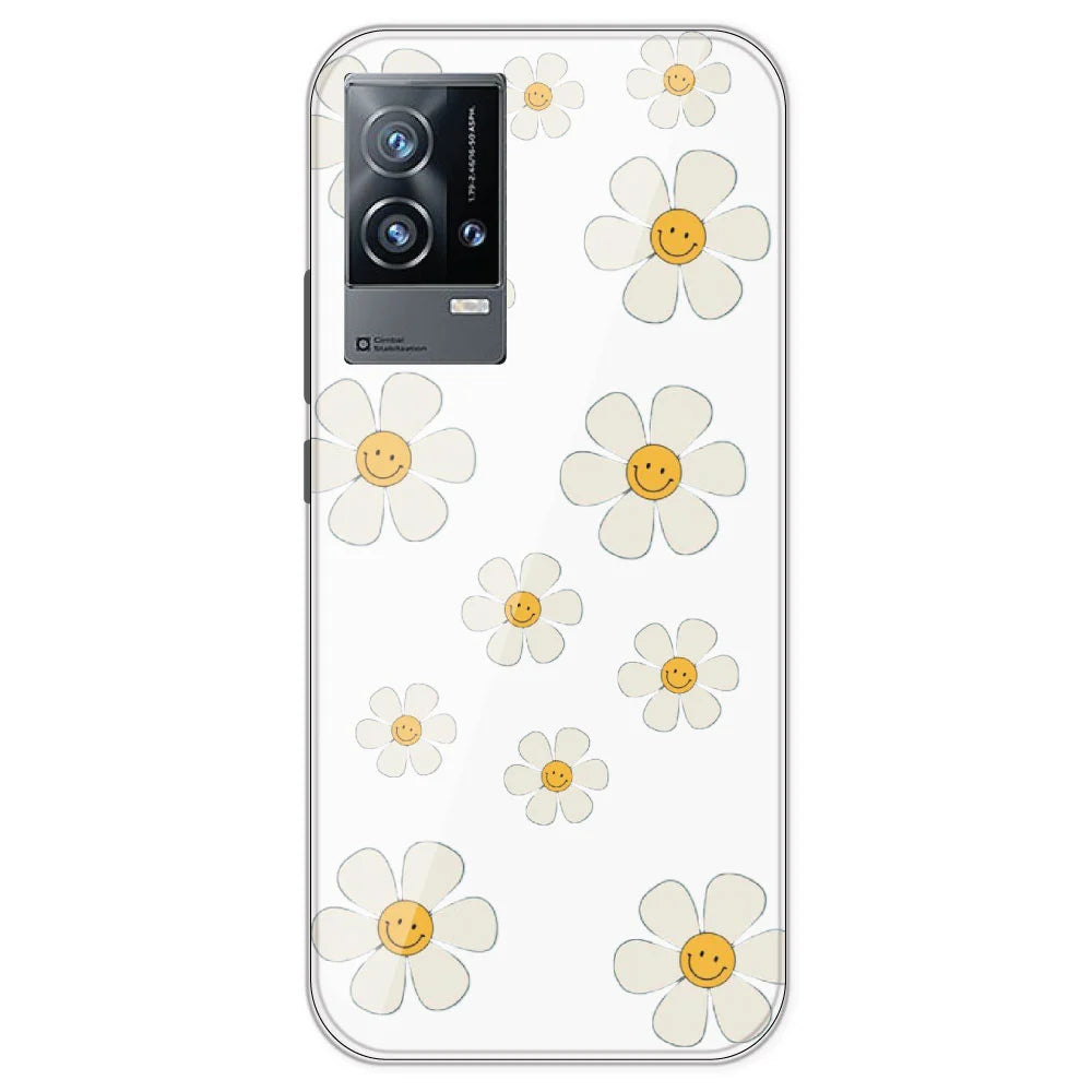 Smile Flowers - Clear Printed Silicone Case For IQOO 9