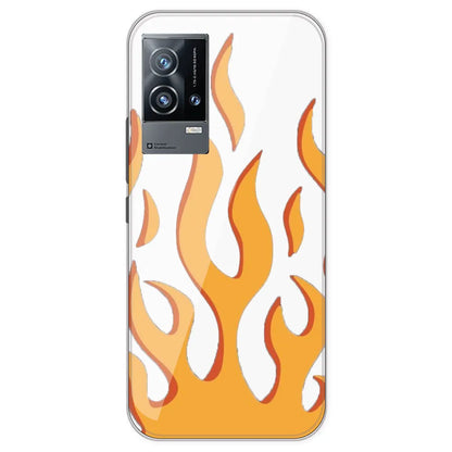 Orange Flames - Clear Printed Silicone Case For IQOO 9