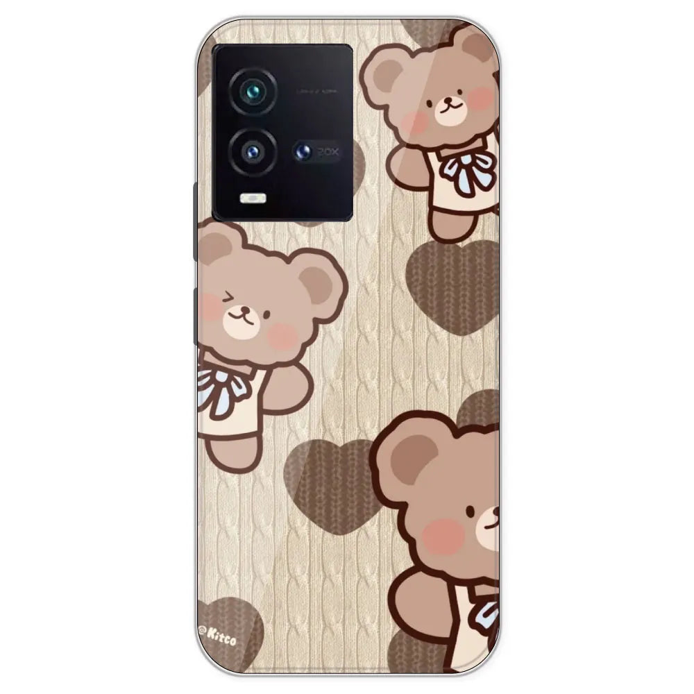 Teddy Heart - Printed Silicone Case For IQOO 9SE