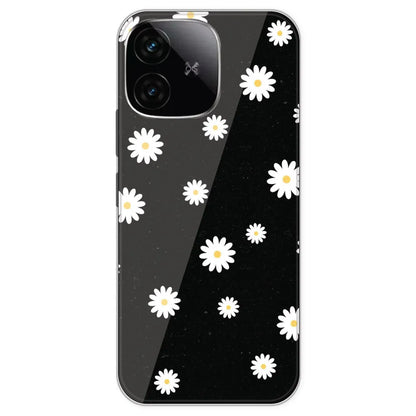 White And Black Flower - Printed Silicone Case For IQOO Neo 10R