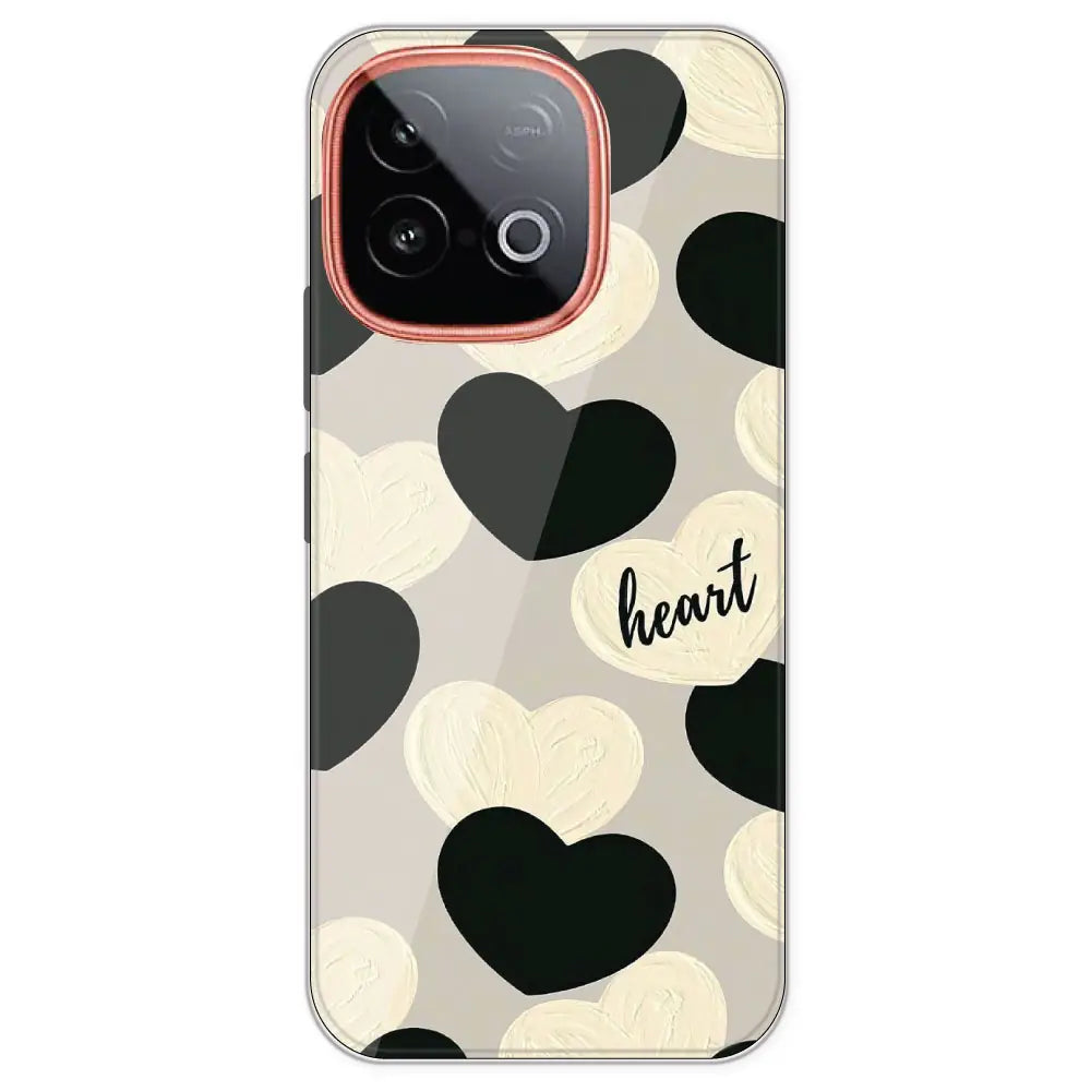 Black And White Heart - Printed Silicone Case For IQOO Neo 10