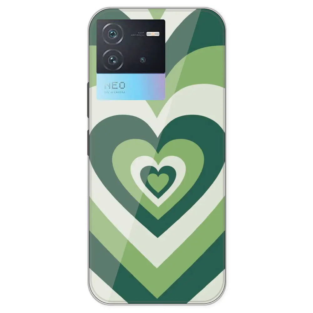 Dark Green Hearts - Printed Silicone Case For IQOO Neo 6