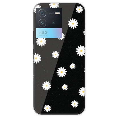 White And Black Flower - Printed Silicone Case For IQOO Neo 6
