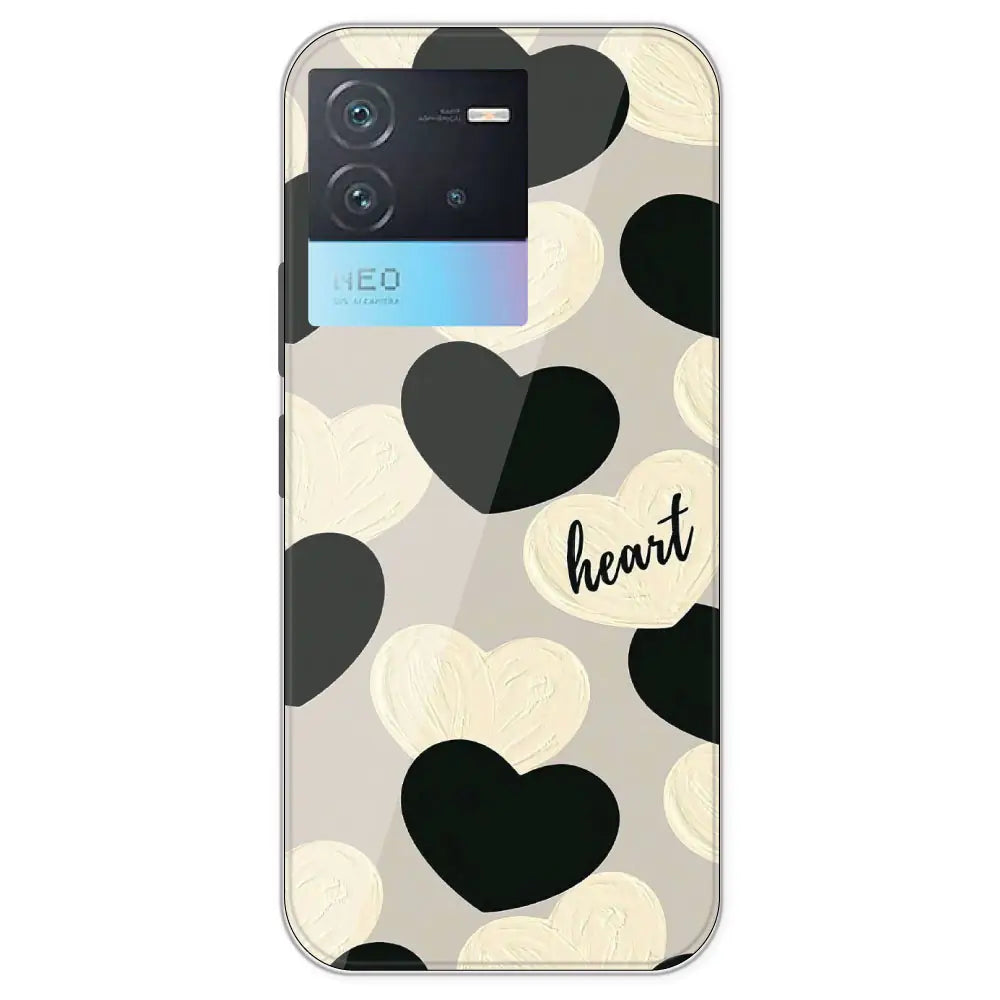 Black And White Heart - Printed Silicone Case For IQOO Neo 6