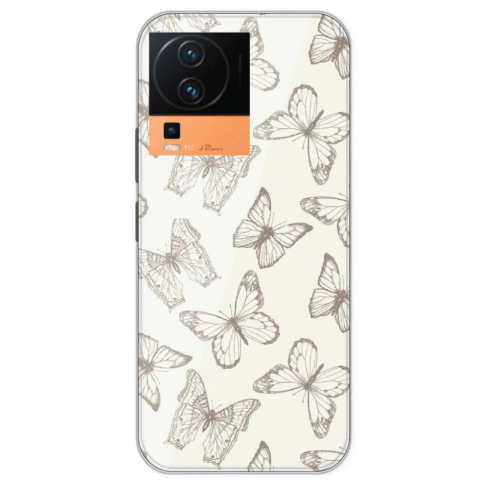 White Butterflies - Printed Silicone Case For IQOO Neo 7 Pro