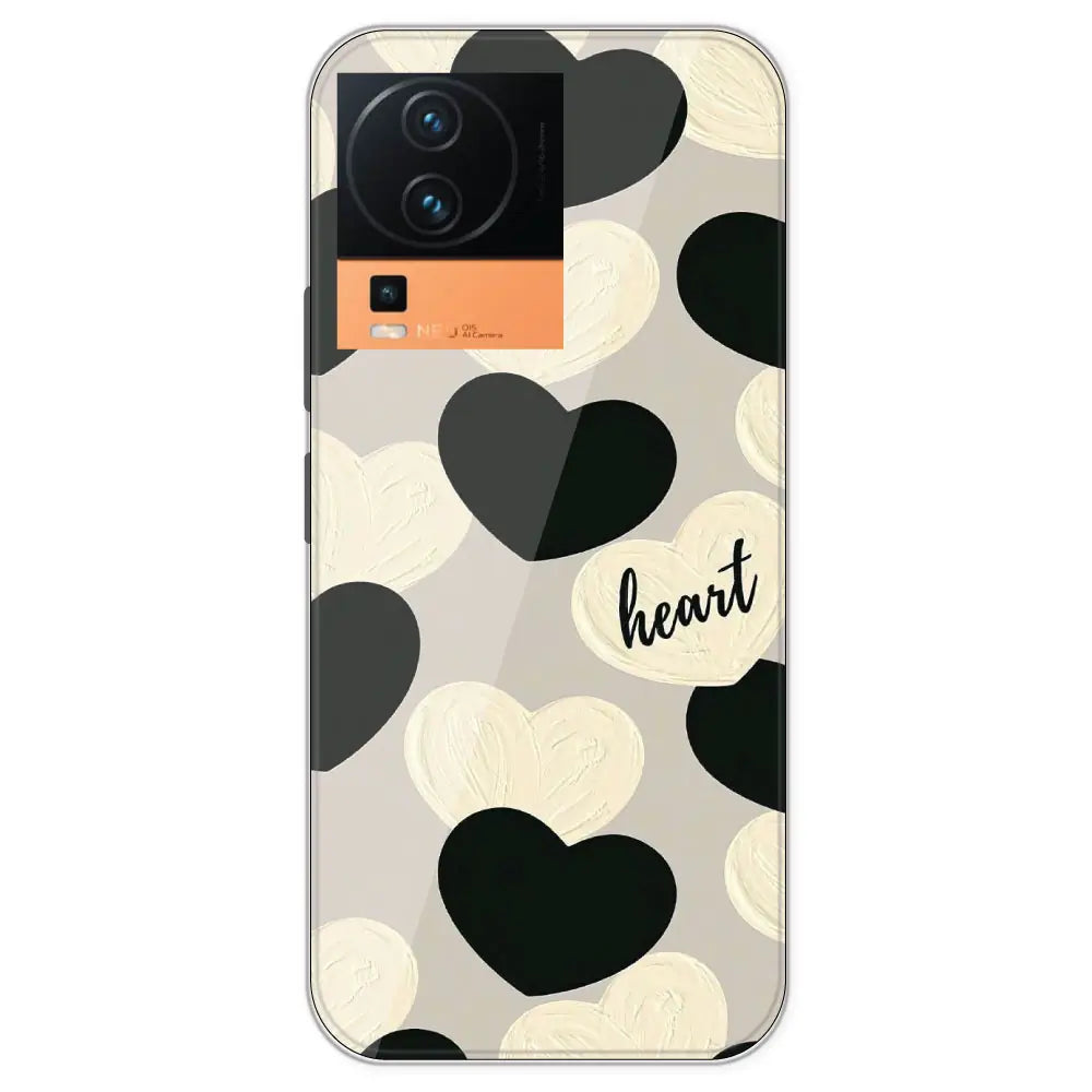 Black And White Heart - Printed Silicone Case For IQOO Neo 7 Pro