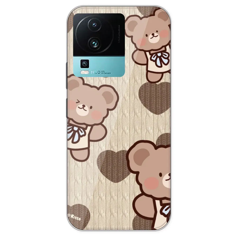 Teddy Heart - Printed Silicone Case For IQOO Neo 7