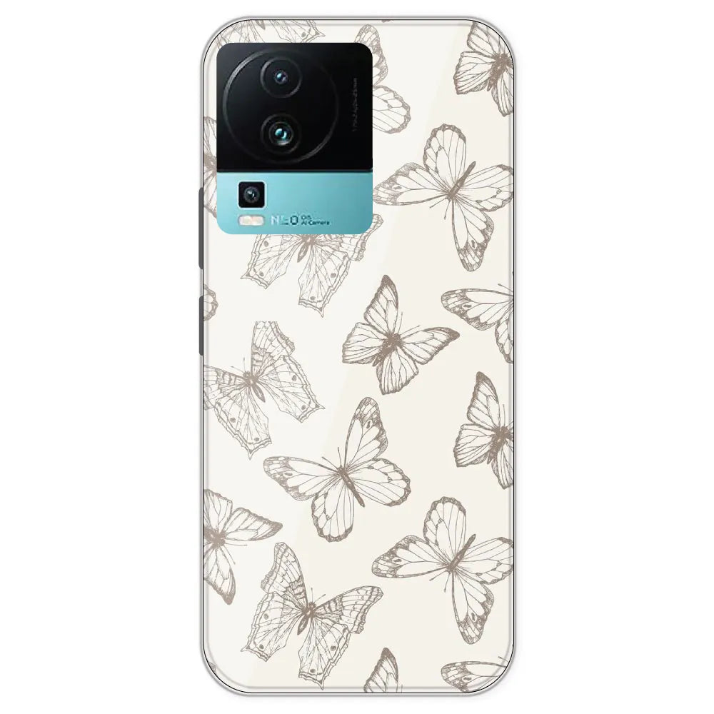White Butterflies - Printed Silicone Case For IQOO Neo 7