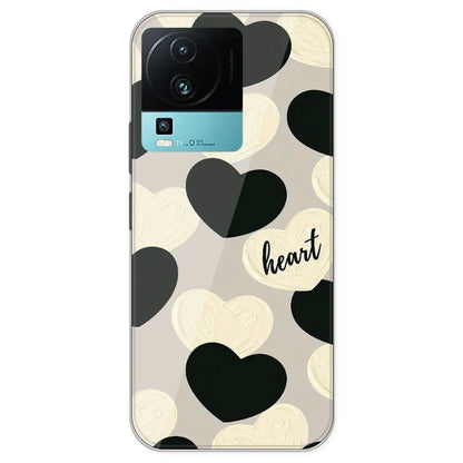 Black And White Heart - Printed Silicone Case For IQOO Neo 7