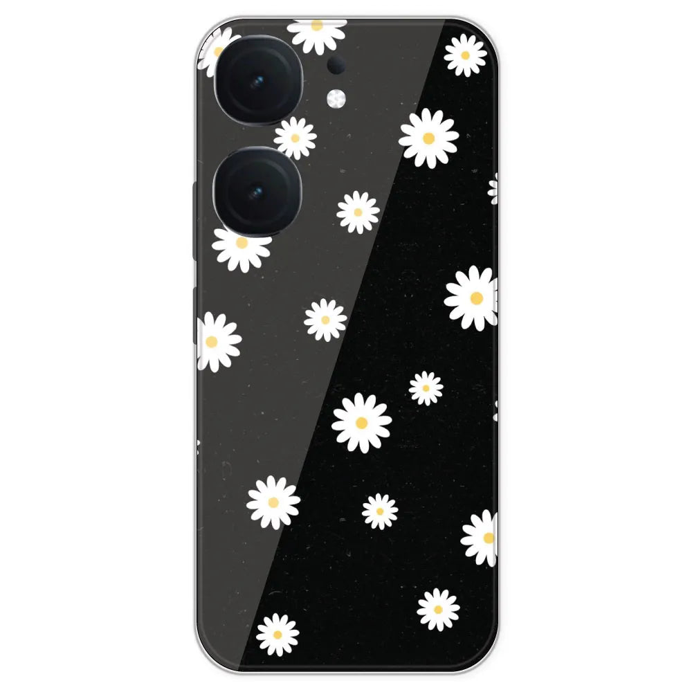 White And Black Flower - Printed Silicone Case For IQOO Neo 9 Pro