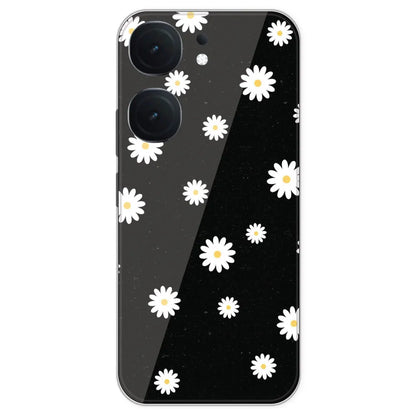 White And Black Flower - Printed Silicone Case For IQOO Neo 9 Pro