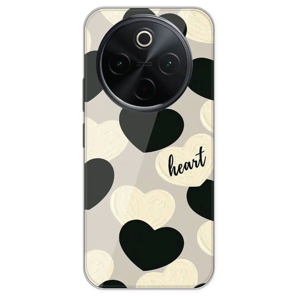 Black And White Heart - Printed Silicone Case For IQOO Z10